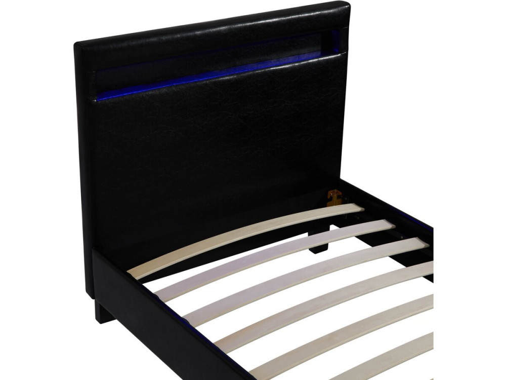 Eenpersoonsbed bed met led verlichting "Maria" 90 x 190 cm - Zwart