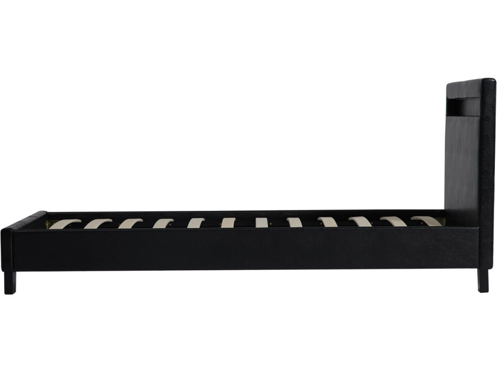 Eenpersoonsbed bed met led verlichting "Maria" 90 x 190 cm - Zwart