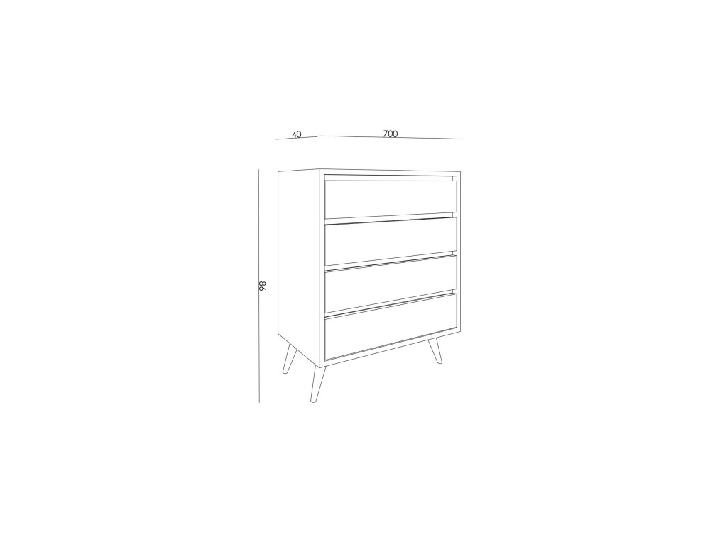 Houten ladekast "Suvera" - 70 x 40 x 86 cm - Gemarmerd beige