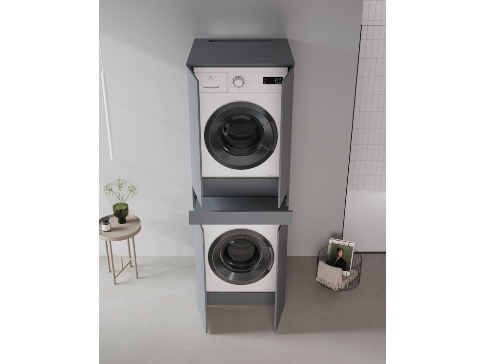 Wasmachineonderkast „Neve 70“ – 70 x 73 x 193 cm – mat antraciet