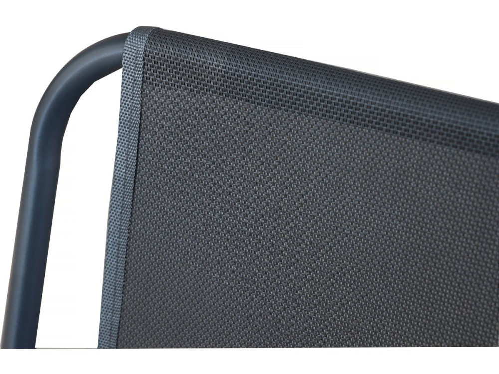 Metalen tuintafel en stoelen "Convivia" met parasol - 4 zits - Antracietgrijs