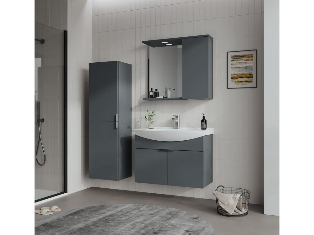 Wastafelmeubel "Purus 80" - 80 x 50 x 58 cm - Mat antraciet