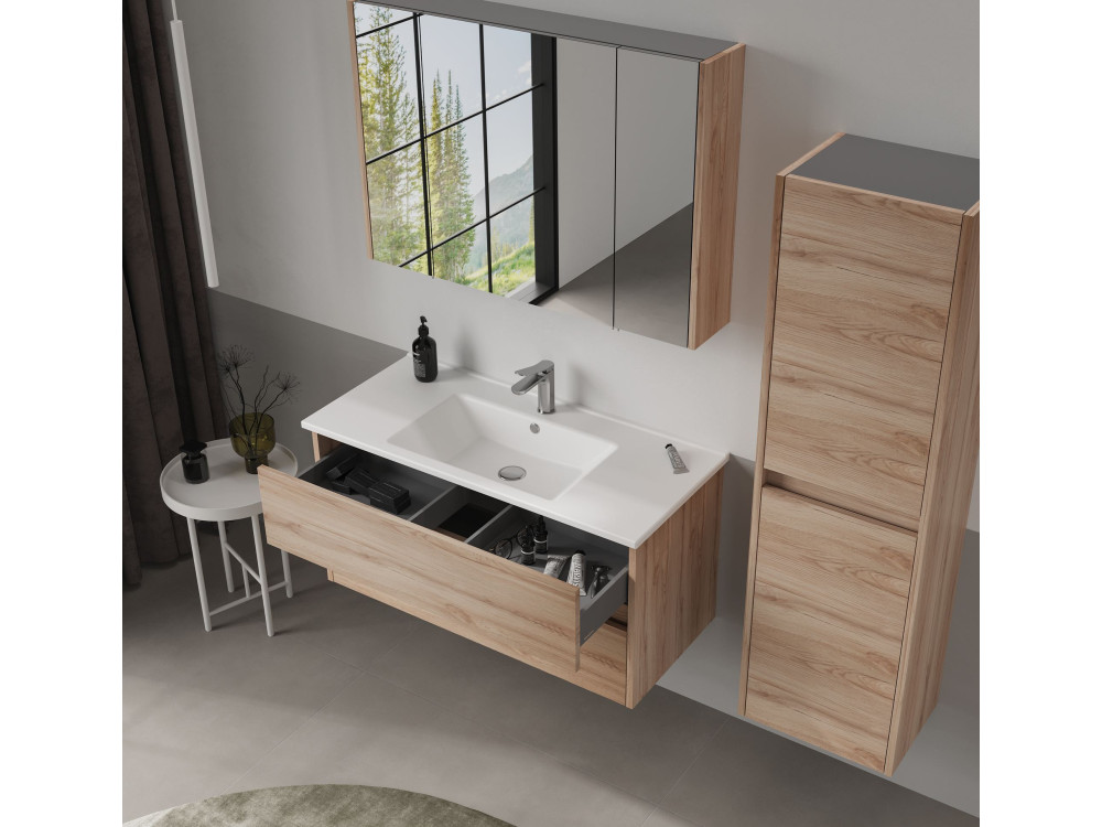Wastafelmeubel "Side 100 v3" - 100 x 45 x 52 cm - Eiken