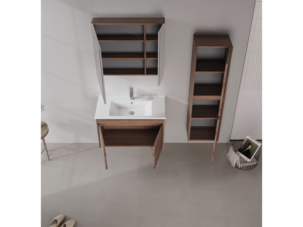 Wastafelmeubel "Side 85 v2" - 85 x 45 x 52 cm - Dark Walnut