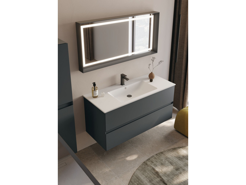 Wastafelmeubel met spiegel (2-delig) "Nest 121 v2" - 121 x 51 x 55 cm - Mat antraciet