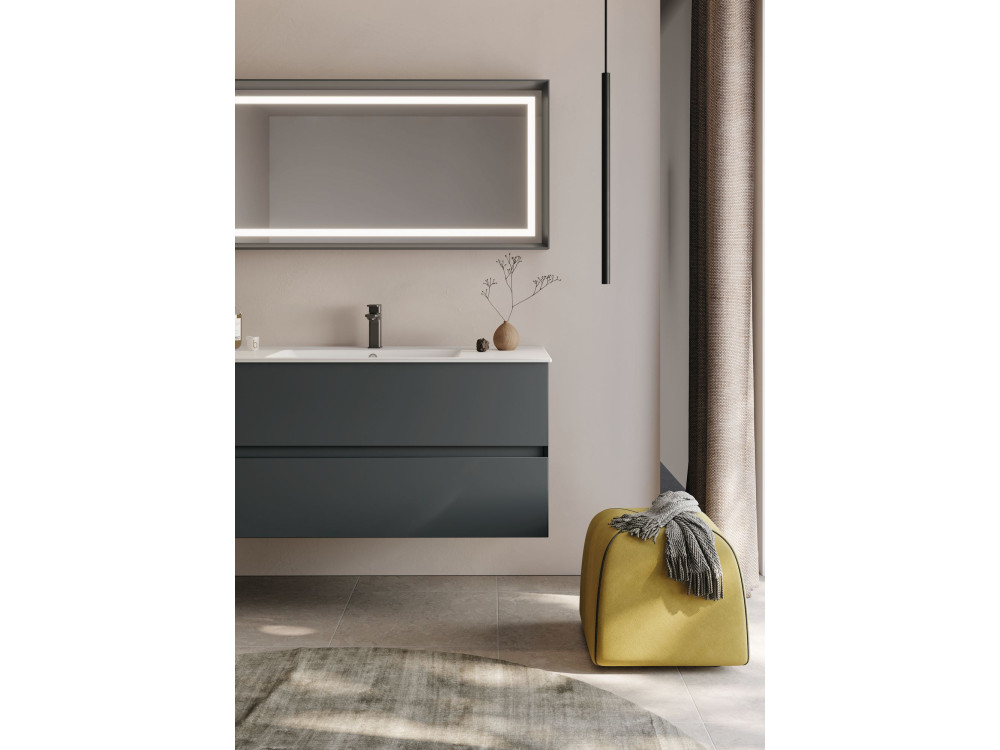 Wastafelmeubel met spiegel (2-delig) "Nest 121 v2" - 121 x 51 x 55 cm - Mat antraciet