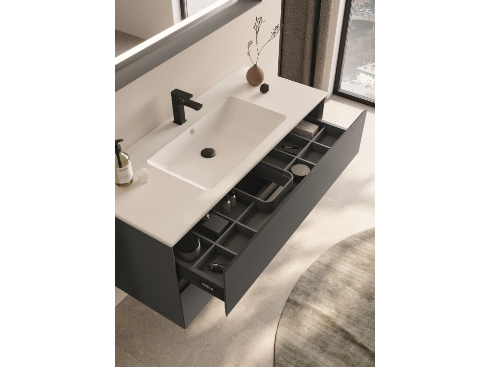 Wastafelmeubel "Nest 121 v2" - 121 x 51 x 55 cm - Mat antraciet
