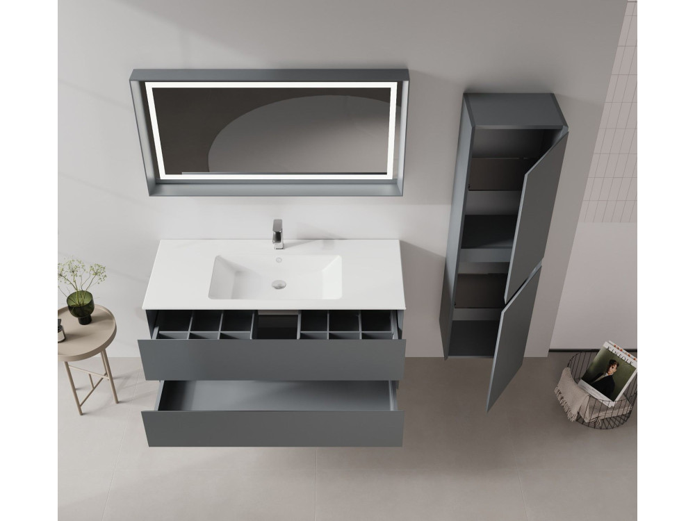 Wastafelmeubel "Nest 121 v2" - 121 x 51 x 55 cm - Mat antraciet