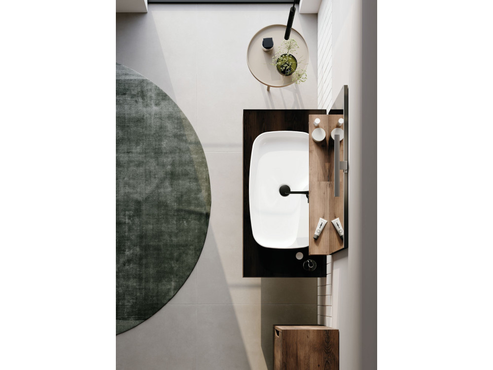 Wastafelmeubel met spiegel (2-delig) "Galia 100 v2" - 100 x 50 x 50 cm - Walnoot