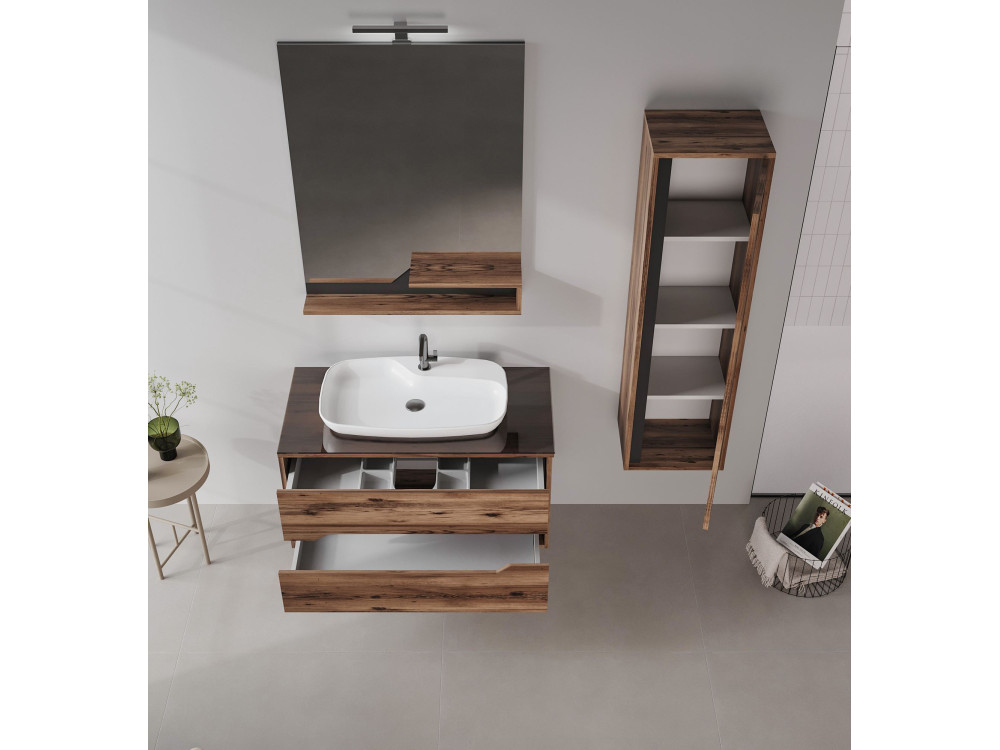 Wastafelmeubel "Galia 100 v2" -  cm - Donker walnoot