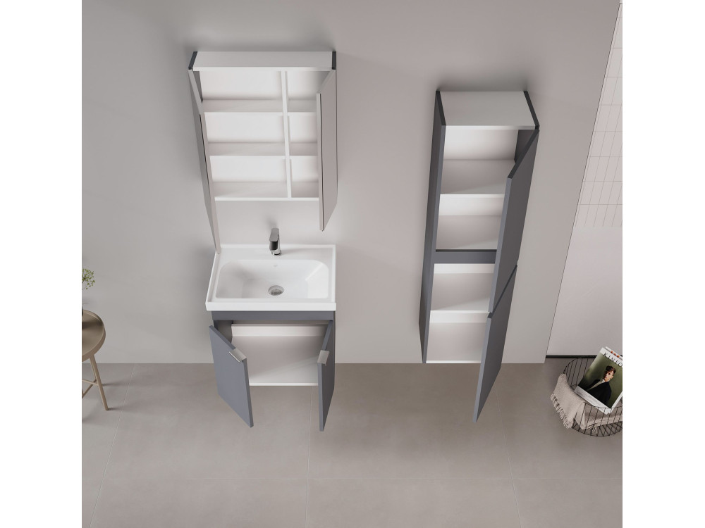 Wastafelmeubel "Desna 50" - 50 x 38 x 58 cm - Mat antraciet