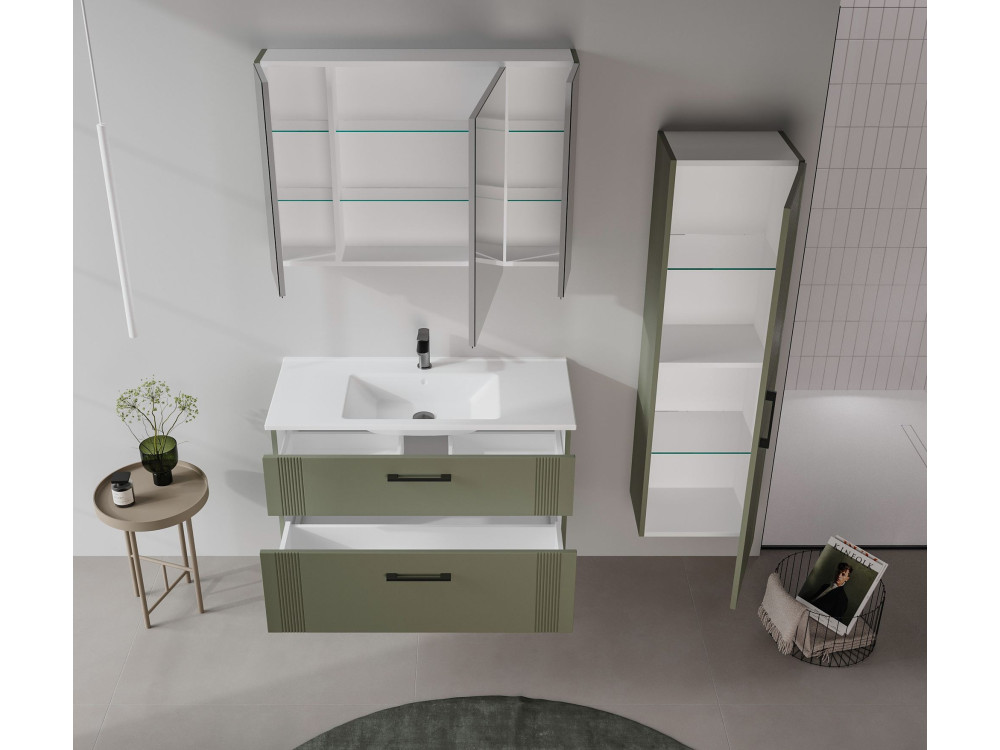 Wastafelmeubel "Bari 100 v2" - 100 x 45 x 55 cm - Matte Green