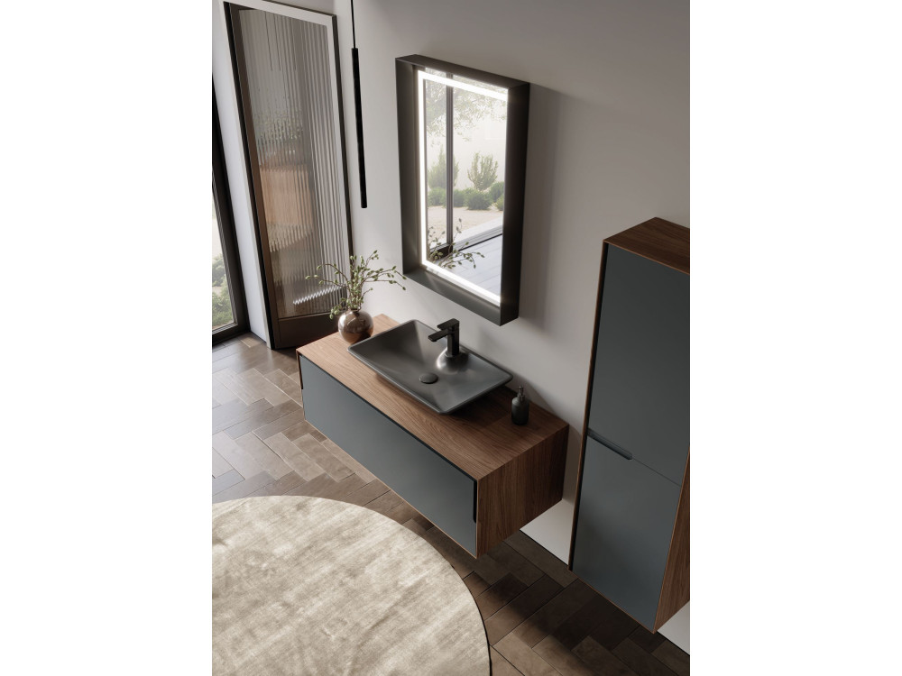 Wastafelmeubel "Craft 120" - 120 x 50 x 40 cm - Walnoot / Antraciet