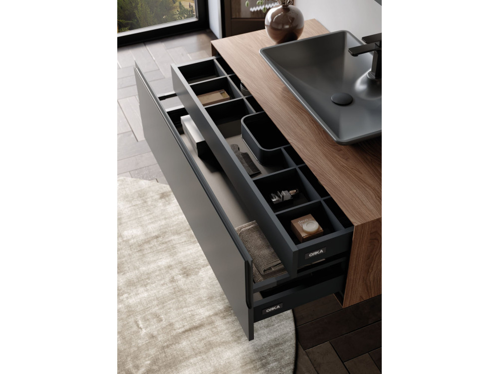 Wastafelmeubel "Craft 120" - 120 x 50 x 40 cm - Walnoot / Antraciet