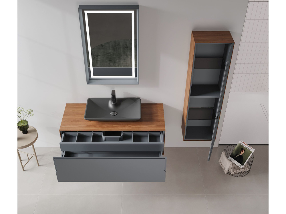 Wastafelmeubel "Craft 120" - 120 x 50 x 40 cm - Walnoot / Antraciet