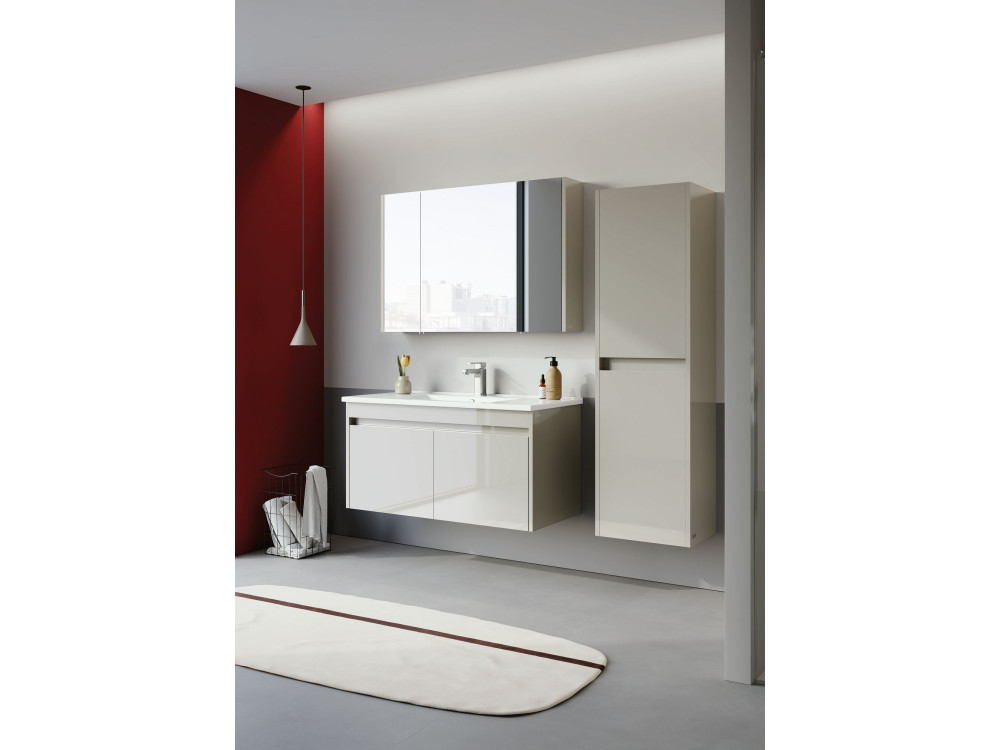 Wastafelmeubel met spiegel (2-delig) "Arno 100" - 100 x 45 x 52 cm - Cashmere