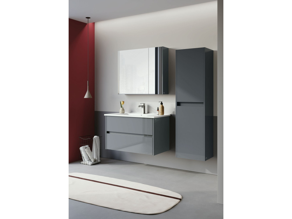Wastafelmeubel met spiegel (2-delig) "Arno 85" - 85 x 45 x 52 cm - Grijs