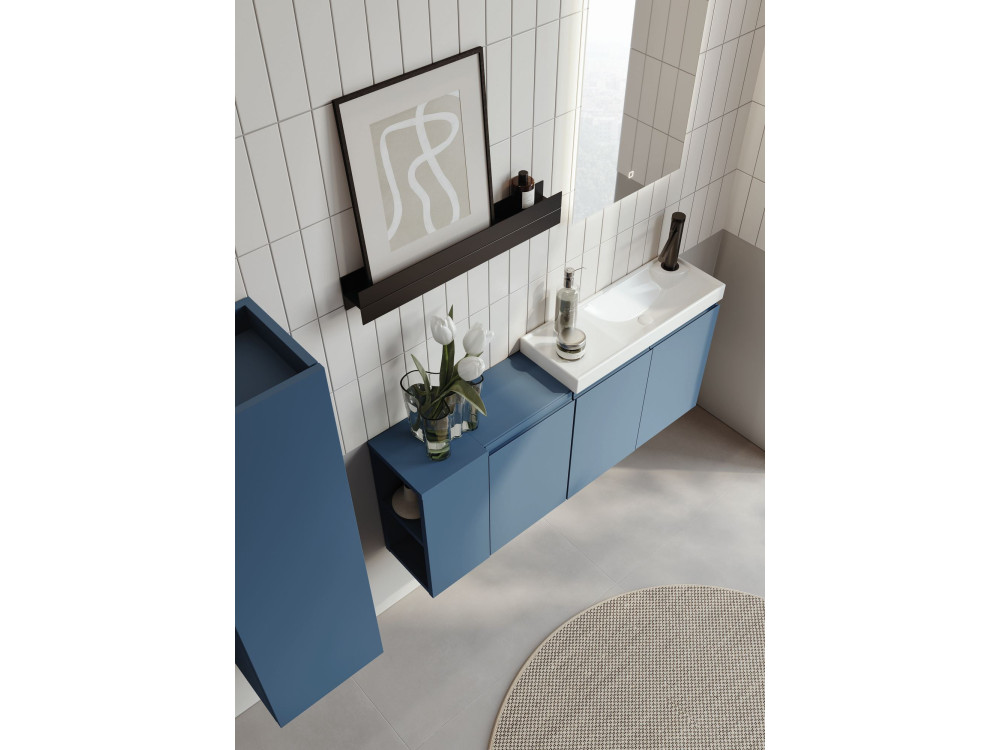 Wastafelmeubel met spiegel (2-delig) "Ferla 110" - 40 x 22 x 45 cm - Matblauw
