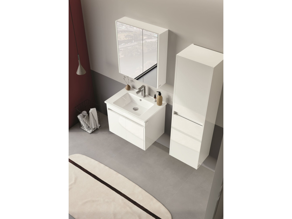 Badkamermeubel met spiegel "Arno 60" - 60 x 16 x 66 cm - Wit