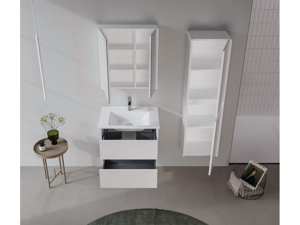 Badkamermeubel met spiegel "Arno 60" - 60 x 16 x 66 cm - Wit