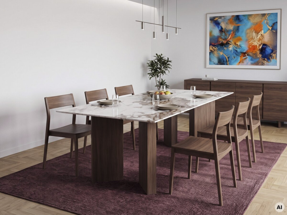 Keramische eettafel - 180 cm - "Elma" - 8 zitplaatsen - Bruin