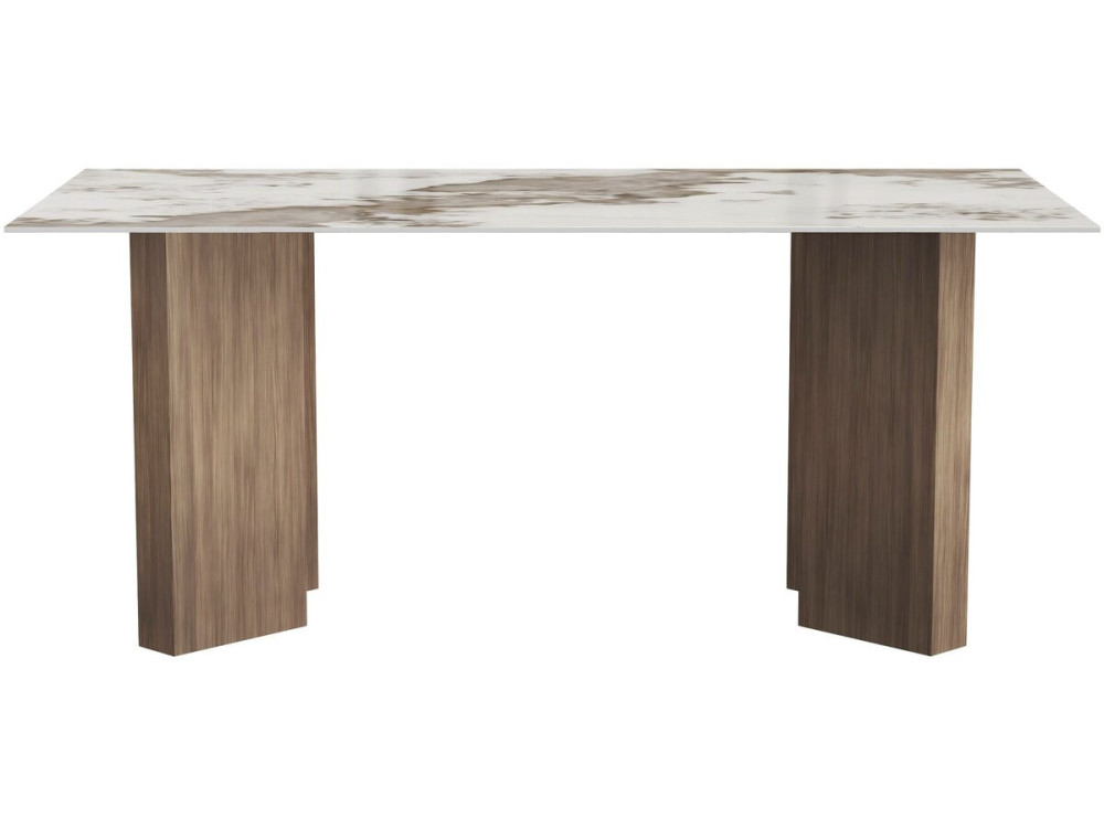 Keramische eettafel - 180 cm - "Elma" - 8 zitplaatsen - Bruin