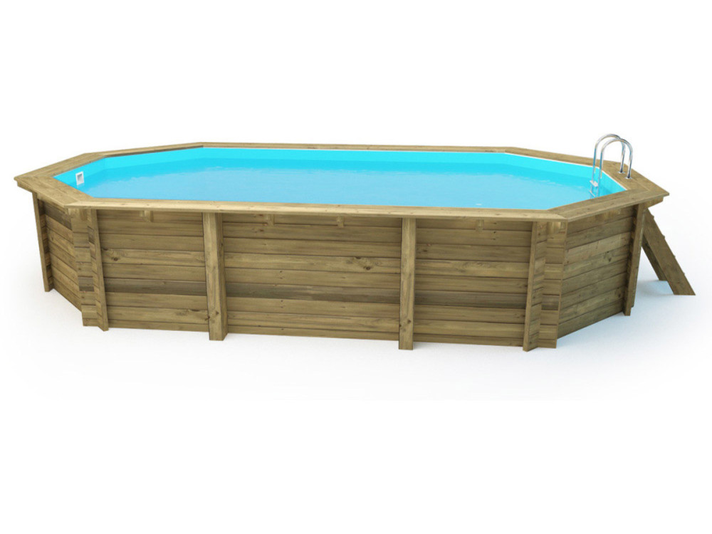 Houten zwembad Brazilia 130 5,86 x 3,86 x 1,31 m - 180 µ noppenzeil - 280 g/m² winterzeil