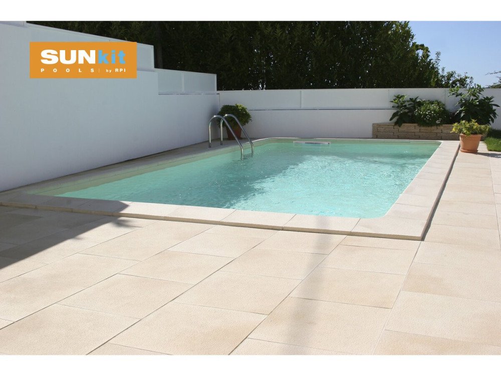 Sunkit" ingegraven rechthoekig stalen zwembad met vlakke bodem - 6,00 x 3,00 x 1,40 m + 12 V LED schijnwerper