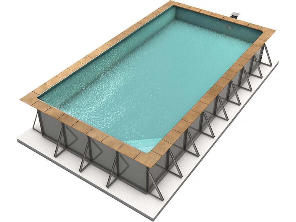 Sunkit" rechthoekig stalen ingegraven zwembad - 4,00 x 2,50 x 1,40 m + Binnenhoektrap