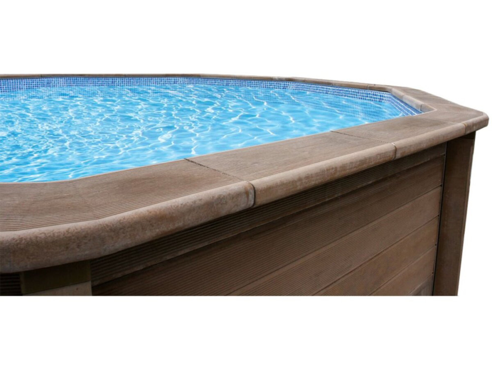 Decagonaal zwembad van houtlook beton - 4,95 x 1,40 m