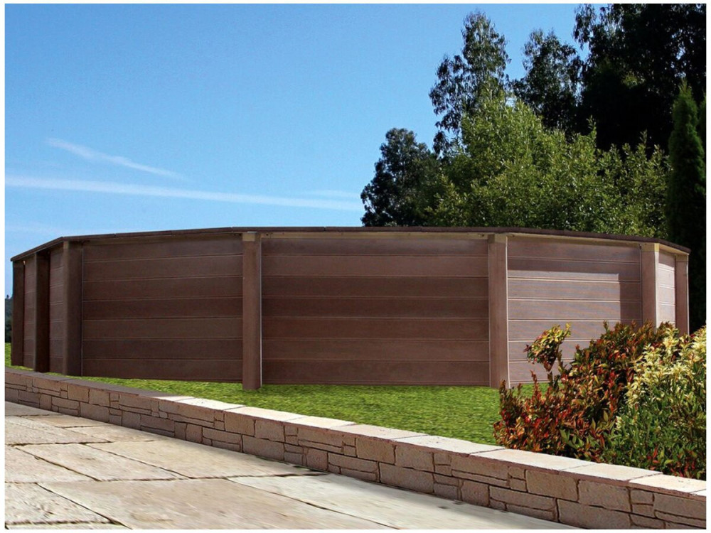 Naturalis 2" langwerpig zwembad van houtlook beton - 6,36 x 4,74 x 1,40 m