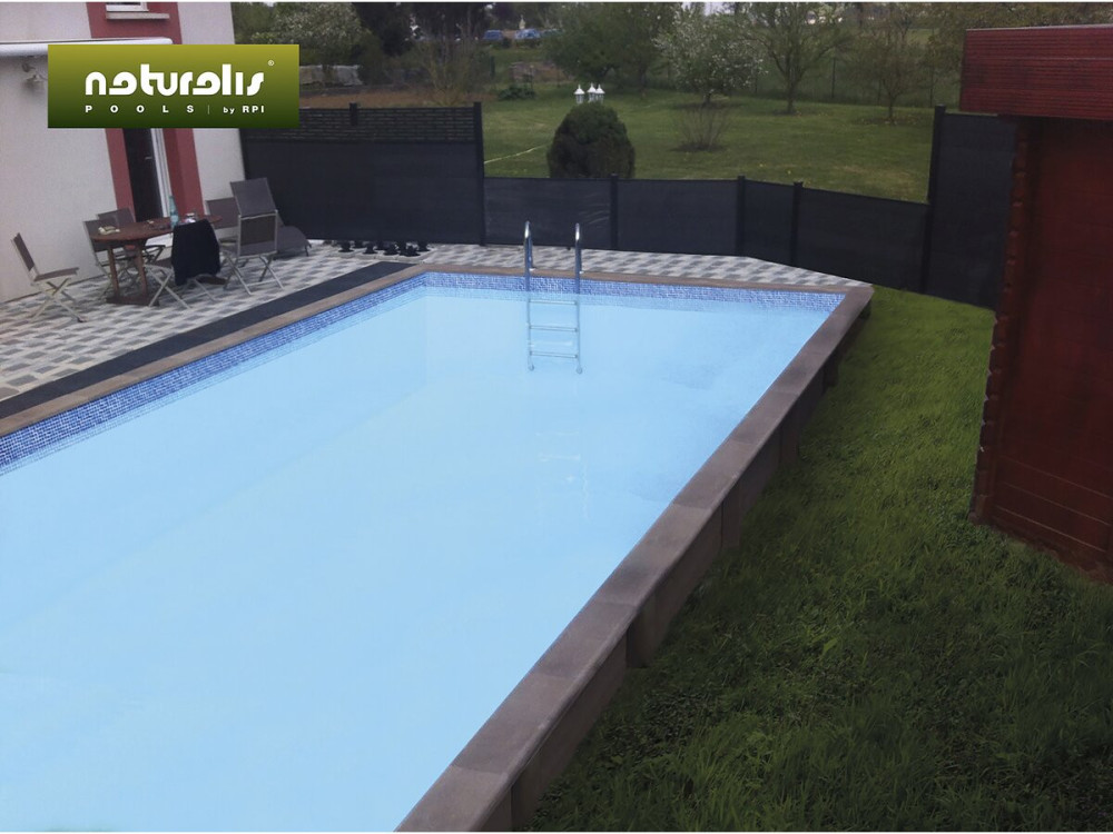 Naturalis" zwembad van houtlook beton - 7,5 x 3,24 x 1,28 m