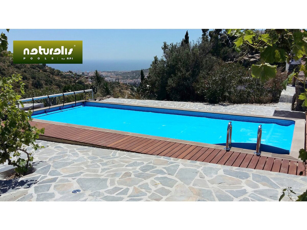 Naturalis" zwembad van houtlook beton - 7,5 x 3,24 x 1,28 m