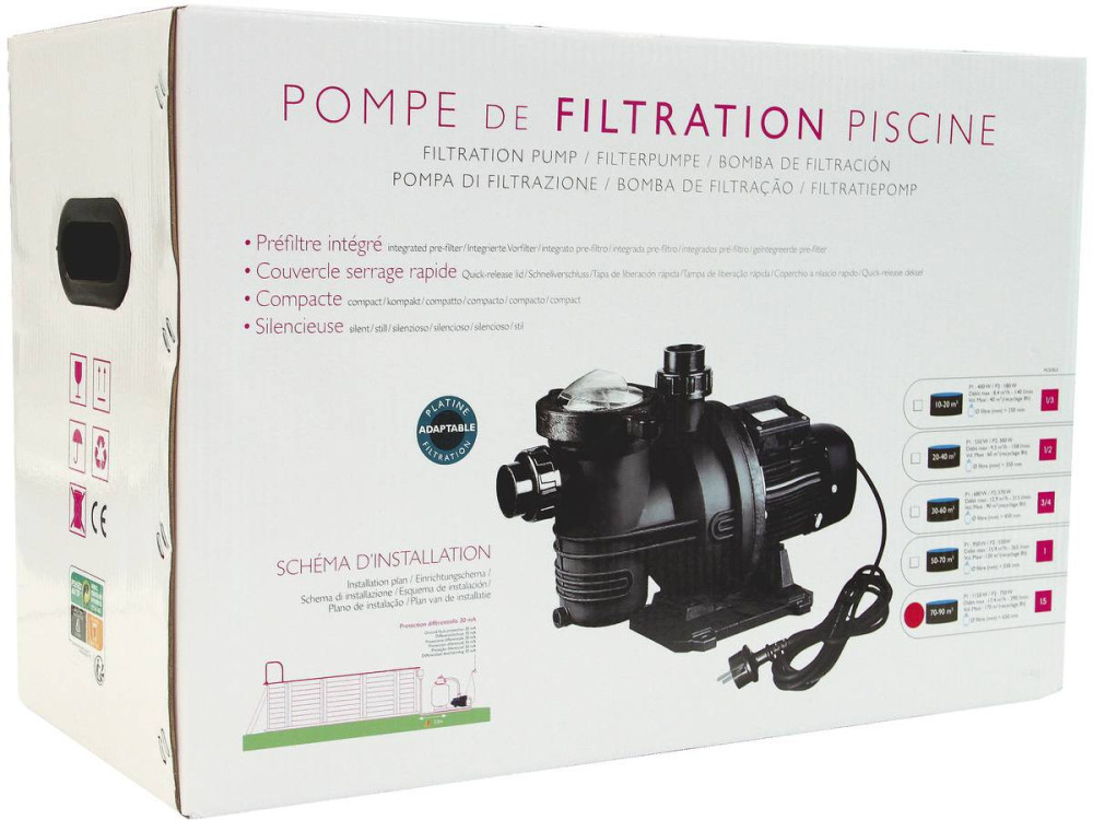 Aqualux Premium - 1" filterpomp - 15.9 m3/h - Voor ingegraven zwembaden van 50-70 m3