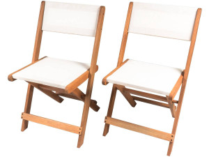 Tuinstoel set 2 stoelen inklapbaar hardhout "Seoul" - Maple - Beige - lichtbruin