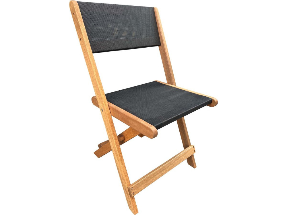 Tuinstoel stoel inklapbaar hardhout "Seoul" - Maple - Zwart - Set 2 stuks