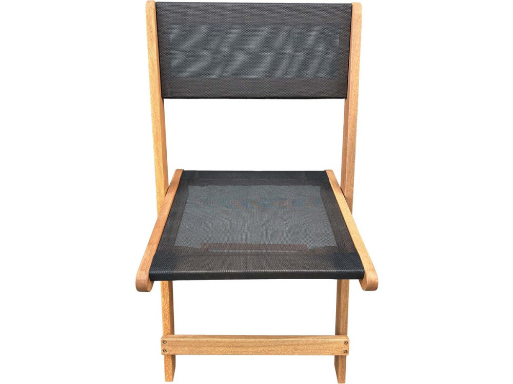 Tuinstoel stoel inklapbaar hardhout "Seoul" - Maple - Zwart - Set 2 stuks