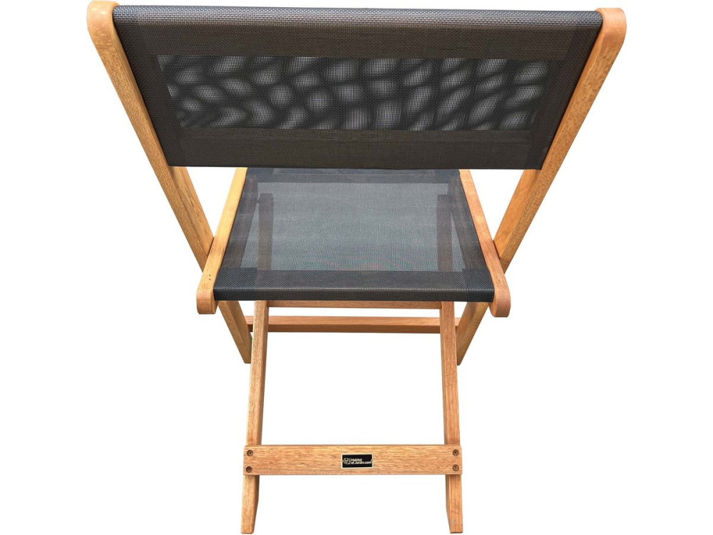 Tuinstoel stoel inklapbaar hardhout "Seoul" - Maple - Zwart - Set 2 stuks