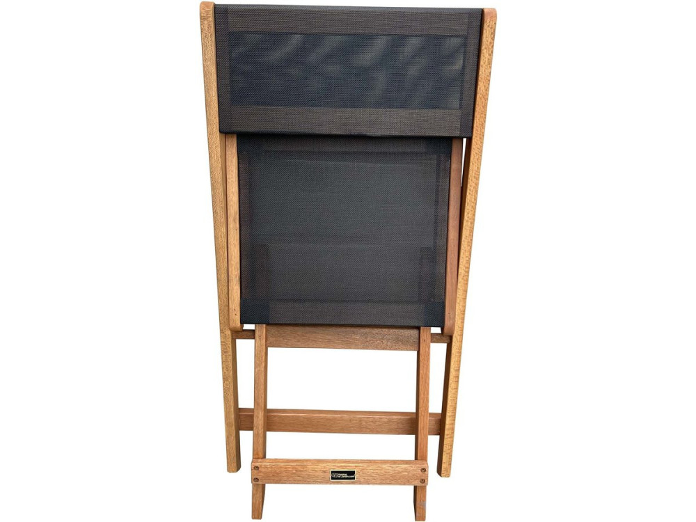 Tuinstoel stoel inklapbaar hardhout "Seoul" - Maple - Zwart - Set 2 stuks