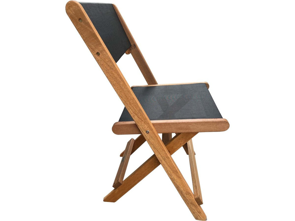 Tuinstoel stoel inklapbaar hardhout "Seoul" - Maple - Zwart - Set 2 stuks