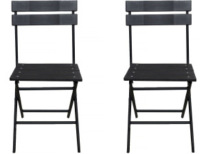 Tuinstoel set 2 stuks inklapbare stoel plastic "Tenerife" - Grijs antraciet