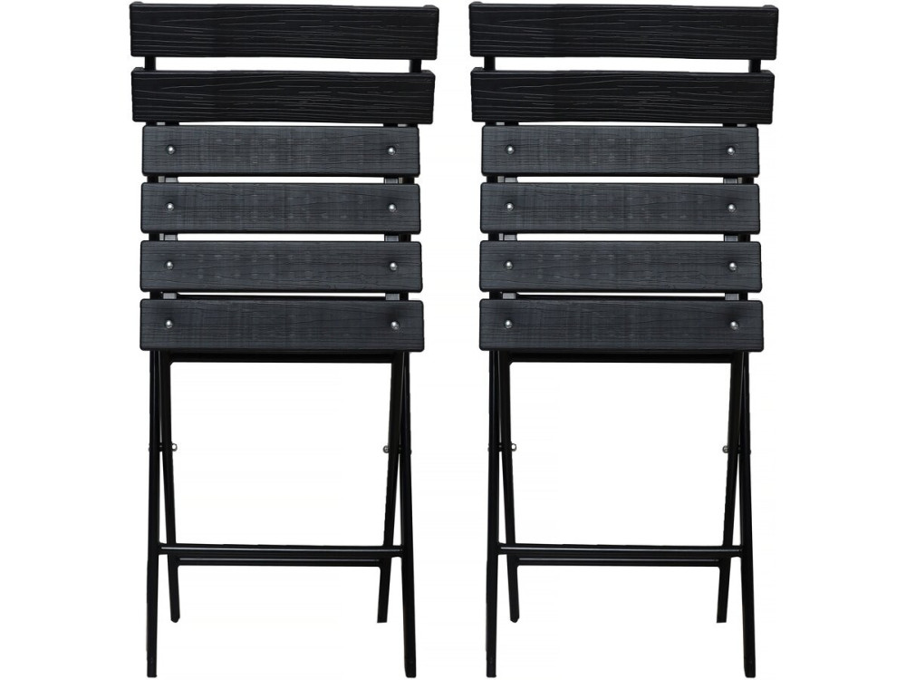 Tuinstoel set 2 stuks inklapbare stoel plastic "Tenerife" - Grijs antraciet