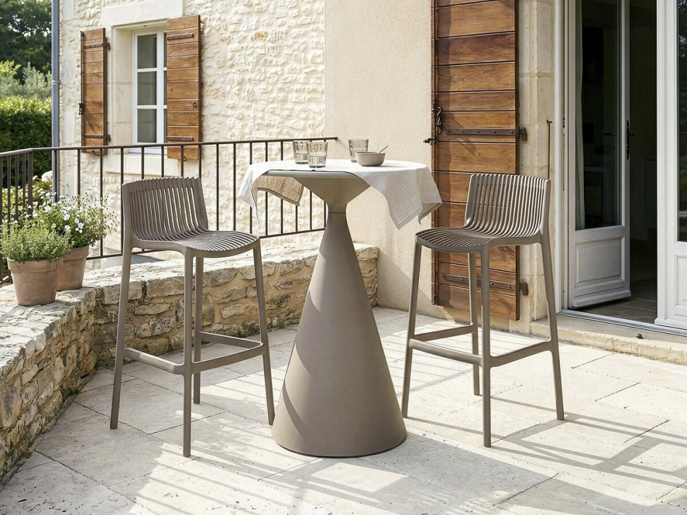 Set van 2 "Néora" kunststof stapelstoelen - Taupe