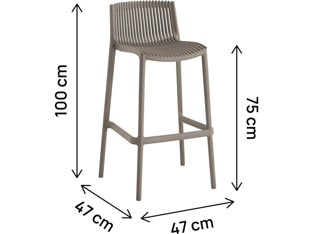 Set van 2 "Néora" kunststof stapelstoelen - Taupe
