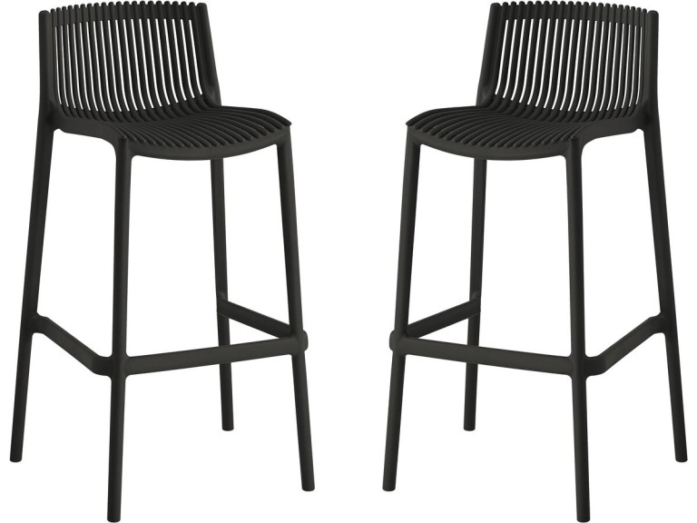 Set van 2 "Néora" kunststof stapelstoelen - Zwart