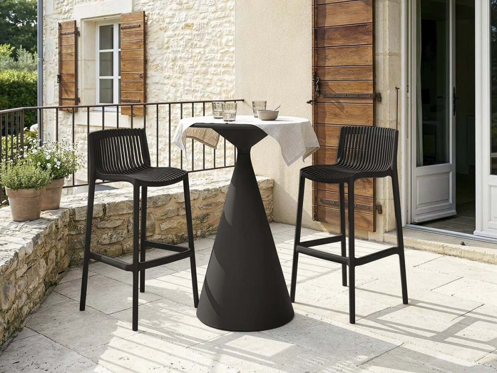 Set van 2 "Néora" kunststof stapelstoelen - Zwart