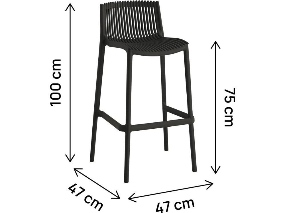 Set van 2 "Néora" kunststof stapelstoelen - Zwart