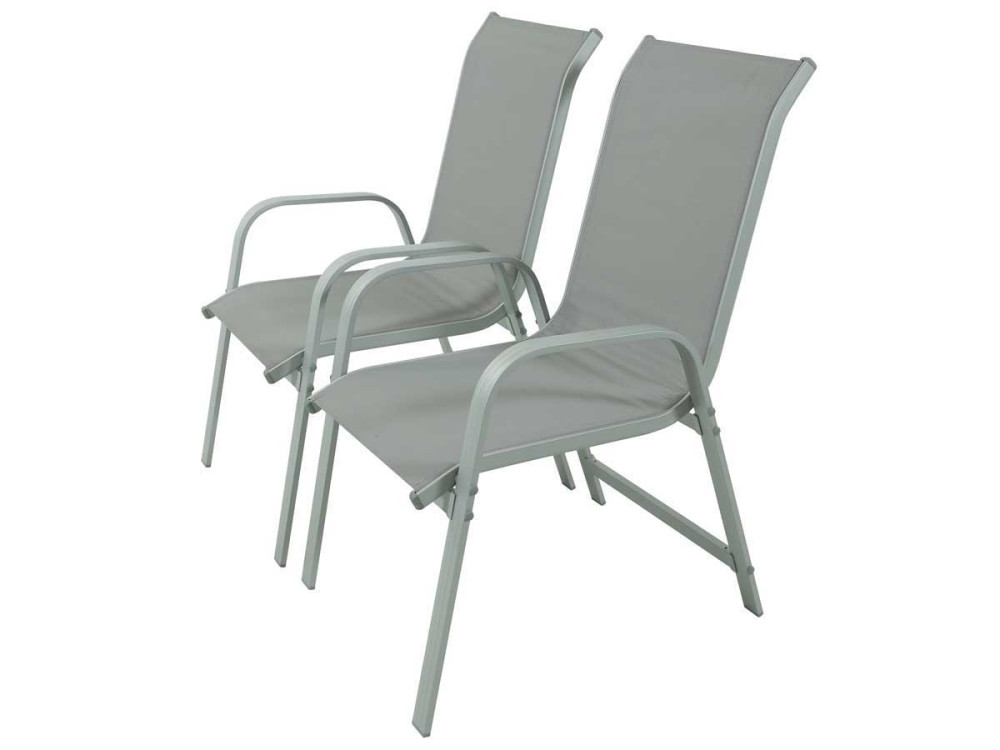 Tuinstoel fauteuil stoel tuin aluminium/textileen "Porto" - Phoenix - Grijs lichtgrijs - Set 2 stuks