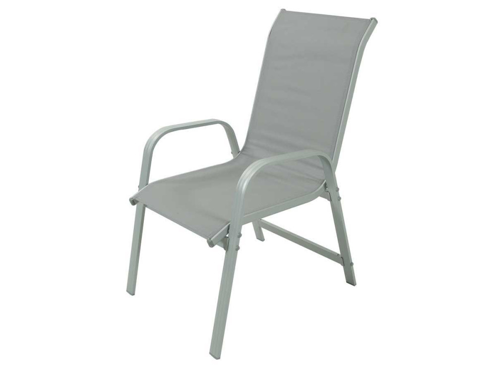 Tuinstoel fauteuil stoel tuin aluminium/textileen "Porto" - Phoenix - Grijs lichtgrijs - Set 2 stuks