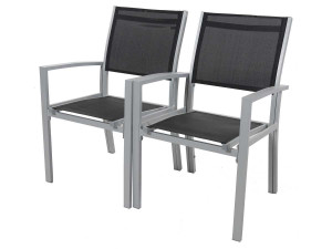 Tuinstoel fauteuil stoel tuin aluminium/textileen "Tropic" - Phoenix - Zwart - Set 2 stuks